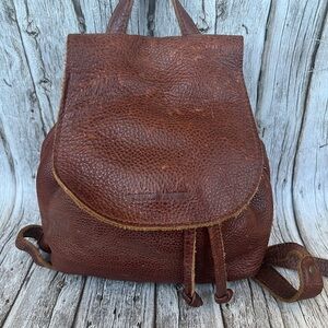 Portland Leather Bucket Backpack Purse Nutmeg